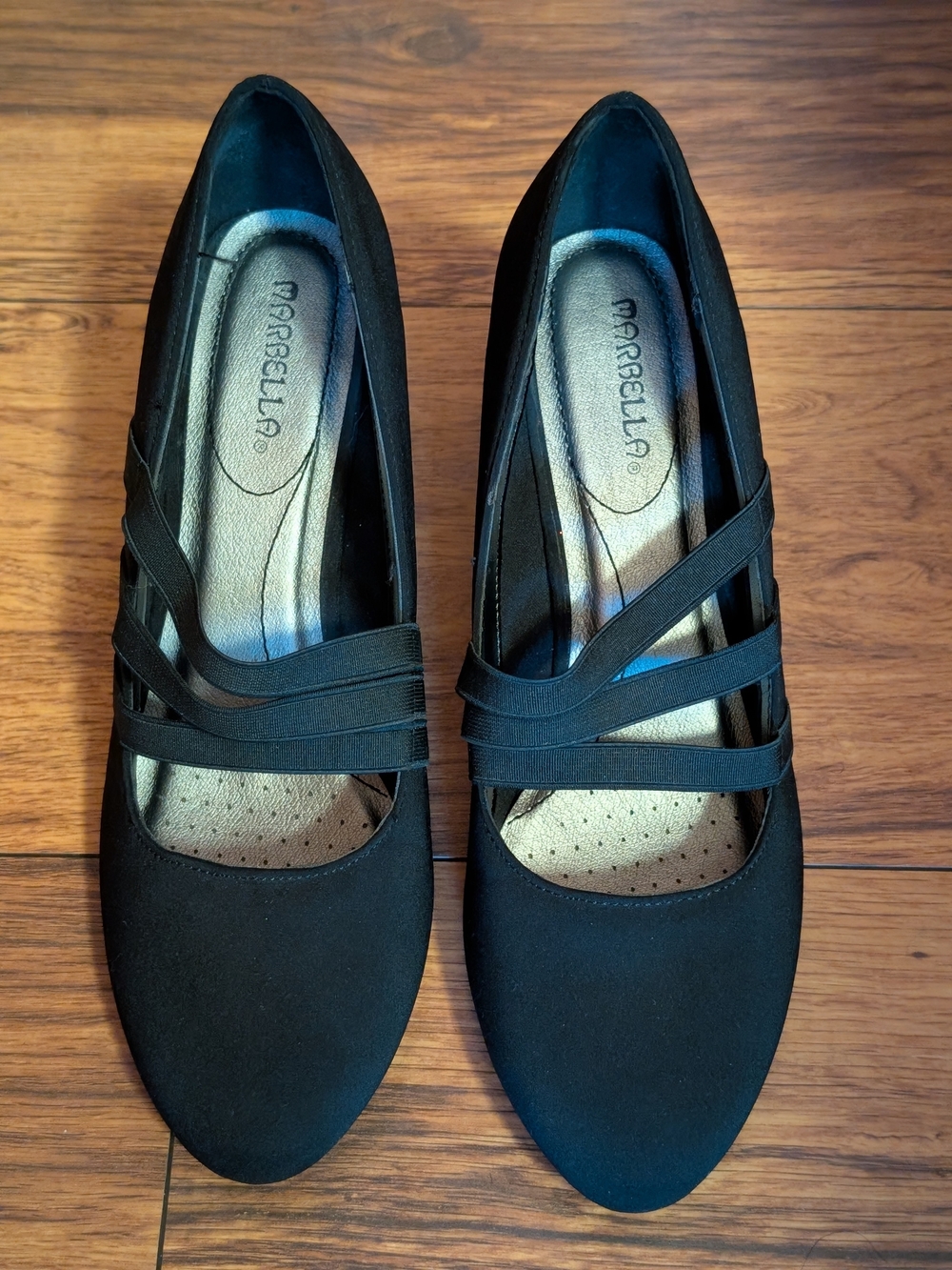 Marbella Black Cross-Strap Comfort Heels
